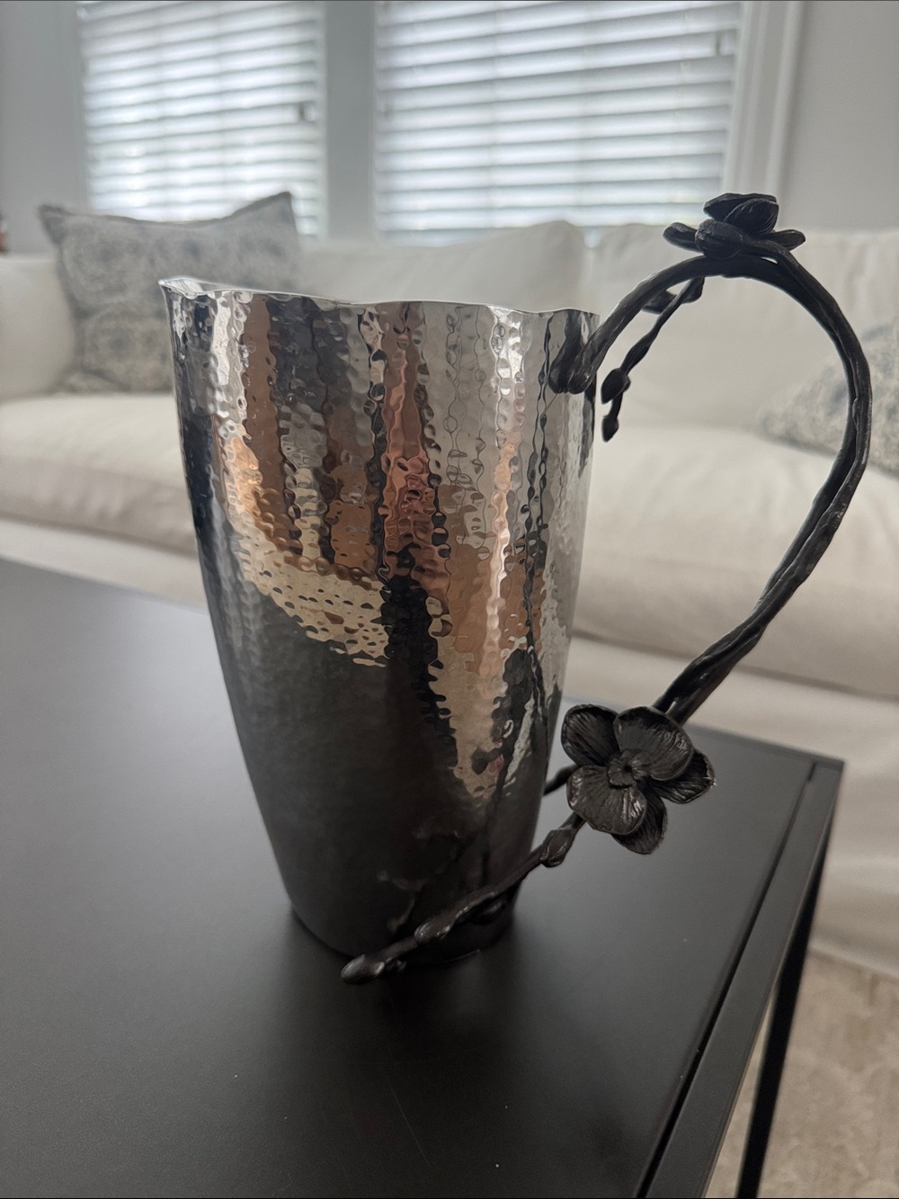 Michael Aram Black Orchid Metal Pitcher Floral Handle - Rare Piece